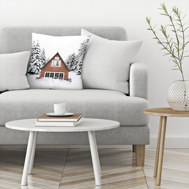 Snowy Cabin At Christmas By Tanya Shumkina Throw Pillow Americanflat Farmhouse Botanical