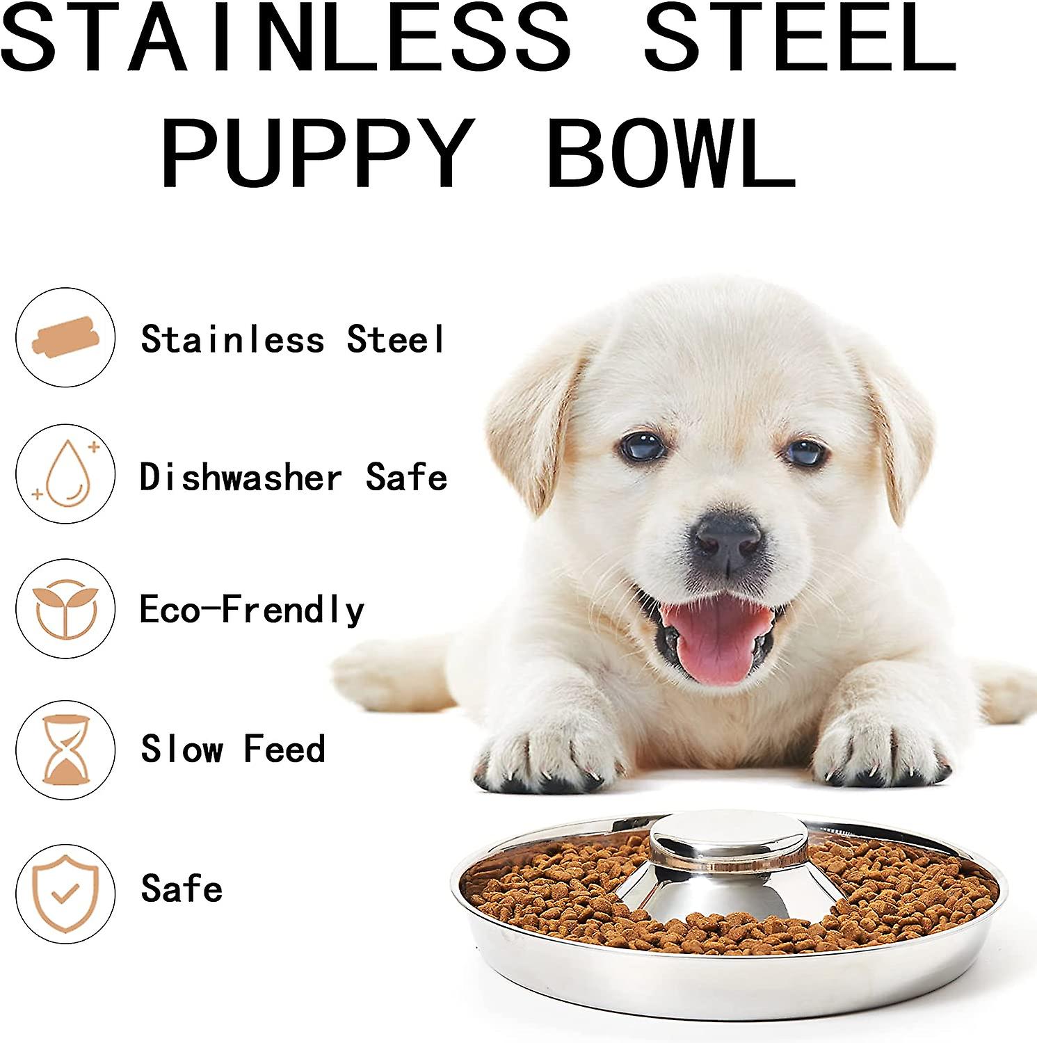 Dog Bowl And Feeder Stainless Steel Puppy Bowls， Set Of 2 Puppy Feeders， Dog Food And Water Bowl， Food Weaning For Small Medium Dogs， Pets， S