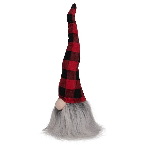 Buffalo Plaid Gnome Head with Long Beard Christmas Figure