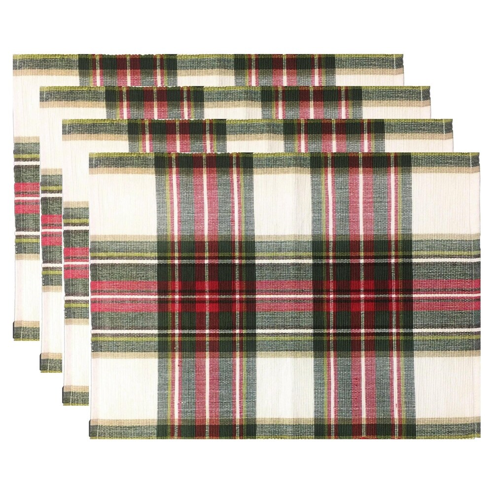 Fabstyles Celebration Plaid High Quality Cotton Placemats Set of 4   13\