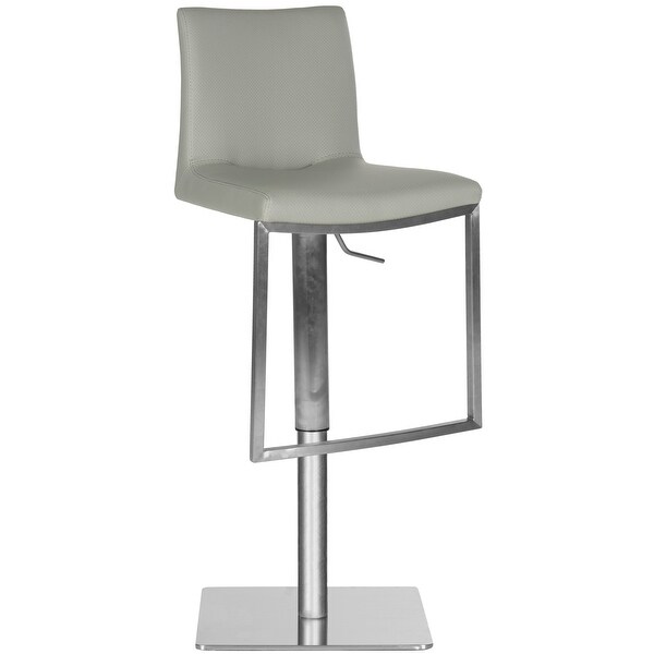 SAFAVIEH 22-31.9-inch Ember Grey Leather Adjustable Swivel Bar Stool - 17.7