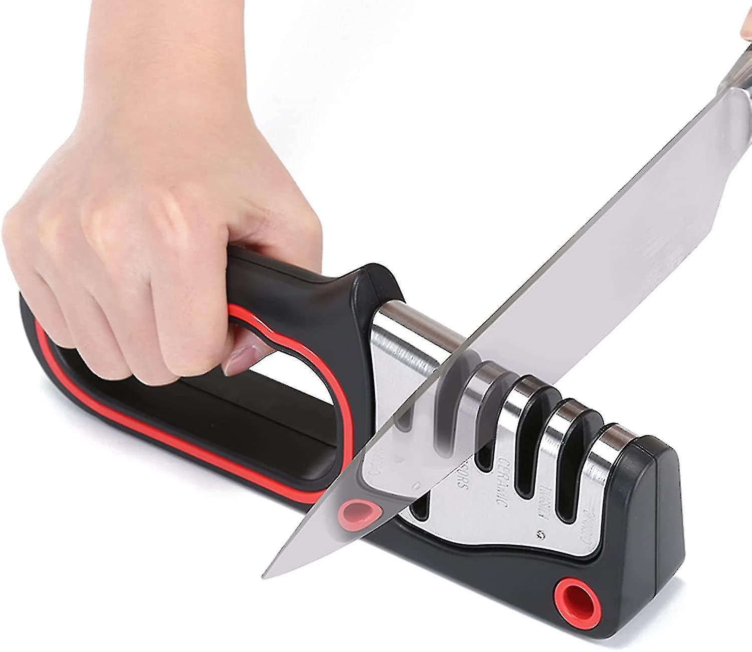 Professional Knife Sharpener， 4 In 1 Knife Sharpener， Manual Knife Sharpener