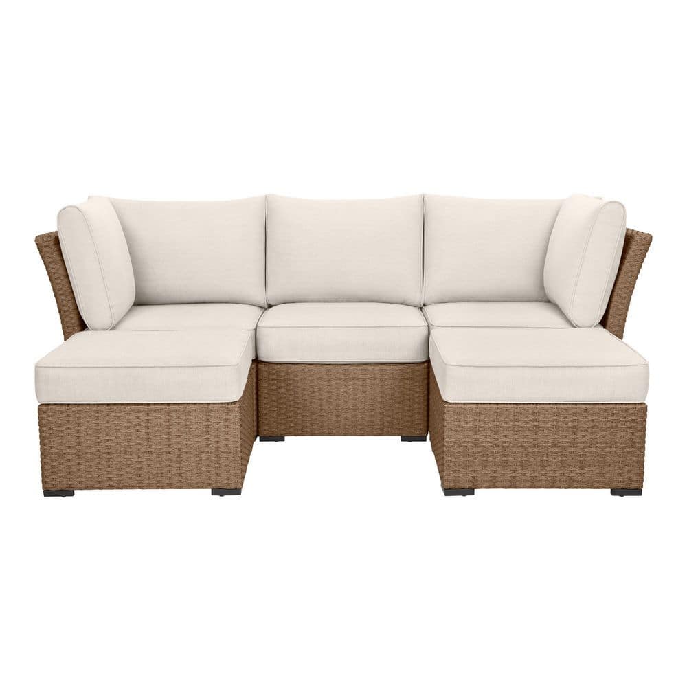 StyleWell Salisbury 5-Piece Outdoor Sectional with Espresso Frame Finish and Almond Biscotti Cushions GC-51312-SRPE-A