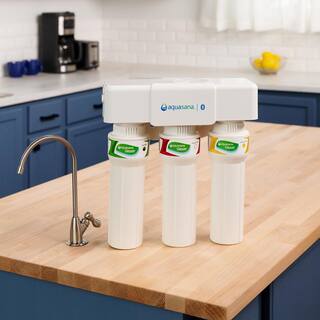 Aquasana 3-Stage Max Flow Under Counter Water Filtration System with Faucet in Chrome THD-5300+.56