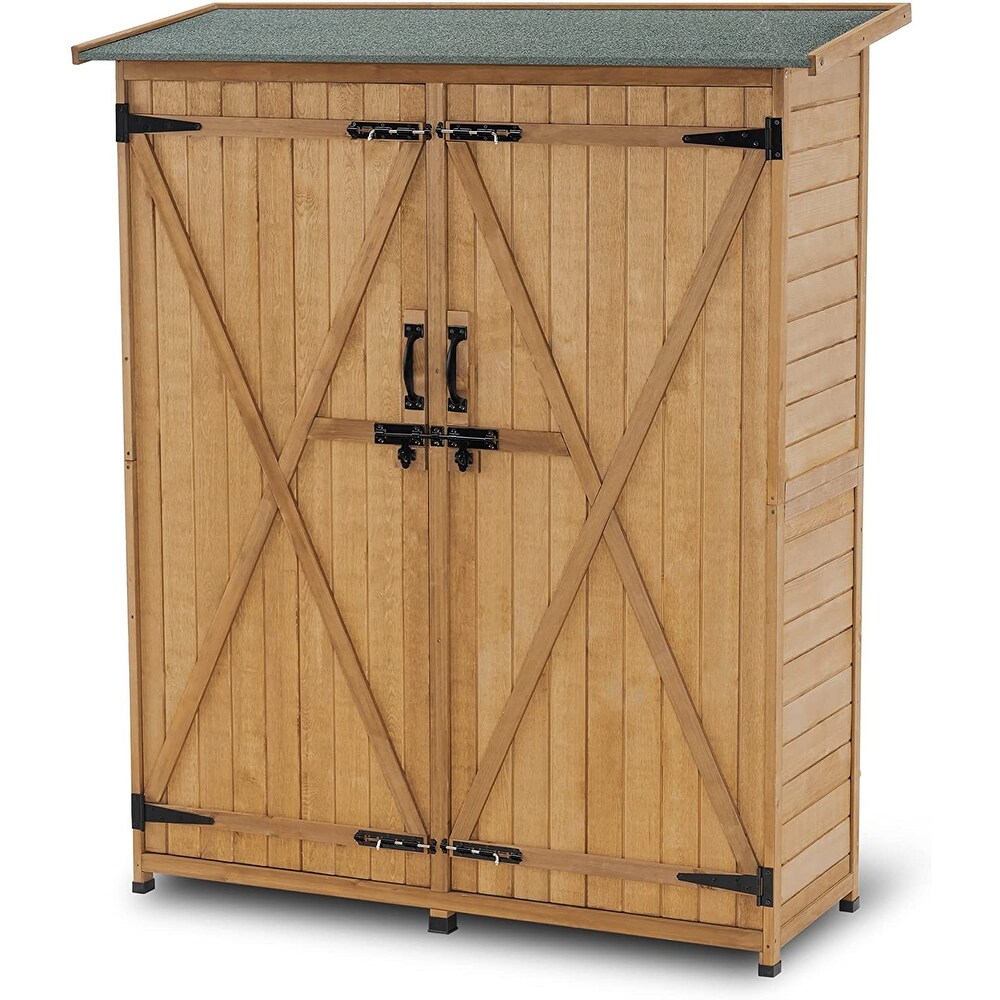 MCombo 64 inch Tall Outdoor Storage Cabinet Sheds with Lockable Double Doors  Fir Wood 1400