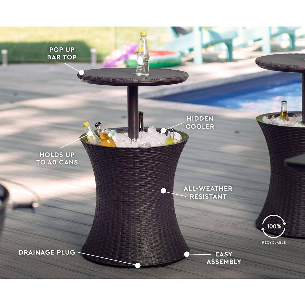 Pacific Cool Bar Outdoor Patio Furniture and Hot Tub Side Table with 7 .5 Gallon Beer and Wine Cooler PUCAZQ