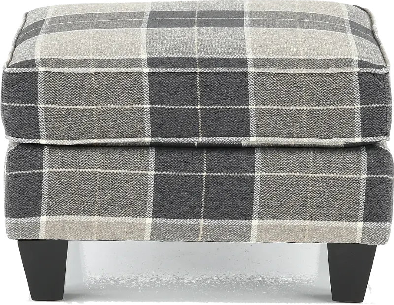 Storm Gray Plaid Accent Ottoman