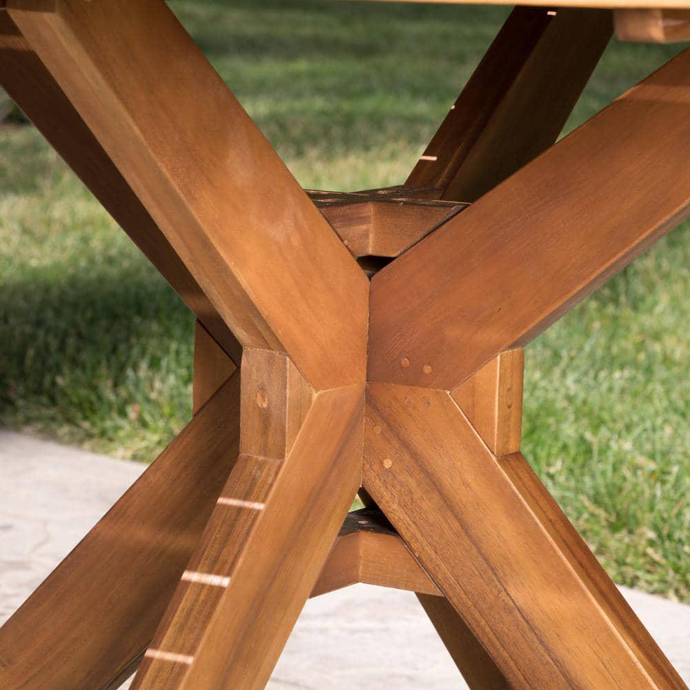 Noble House Teak Brown Round Wood Outdoor Dining Table