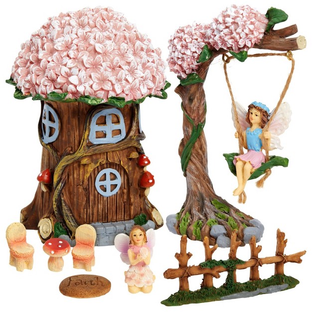 Juvale 8 Piece Miniature Fairy Garden Accessories Outdoor Decor Figurines Kit For Kids Mini Whimsical Ornaments For Patio House Yard Supplies