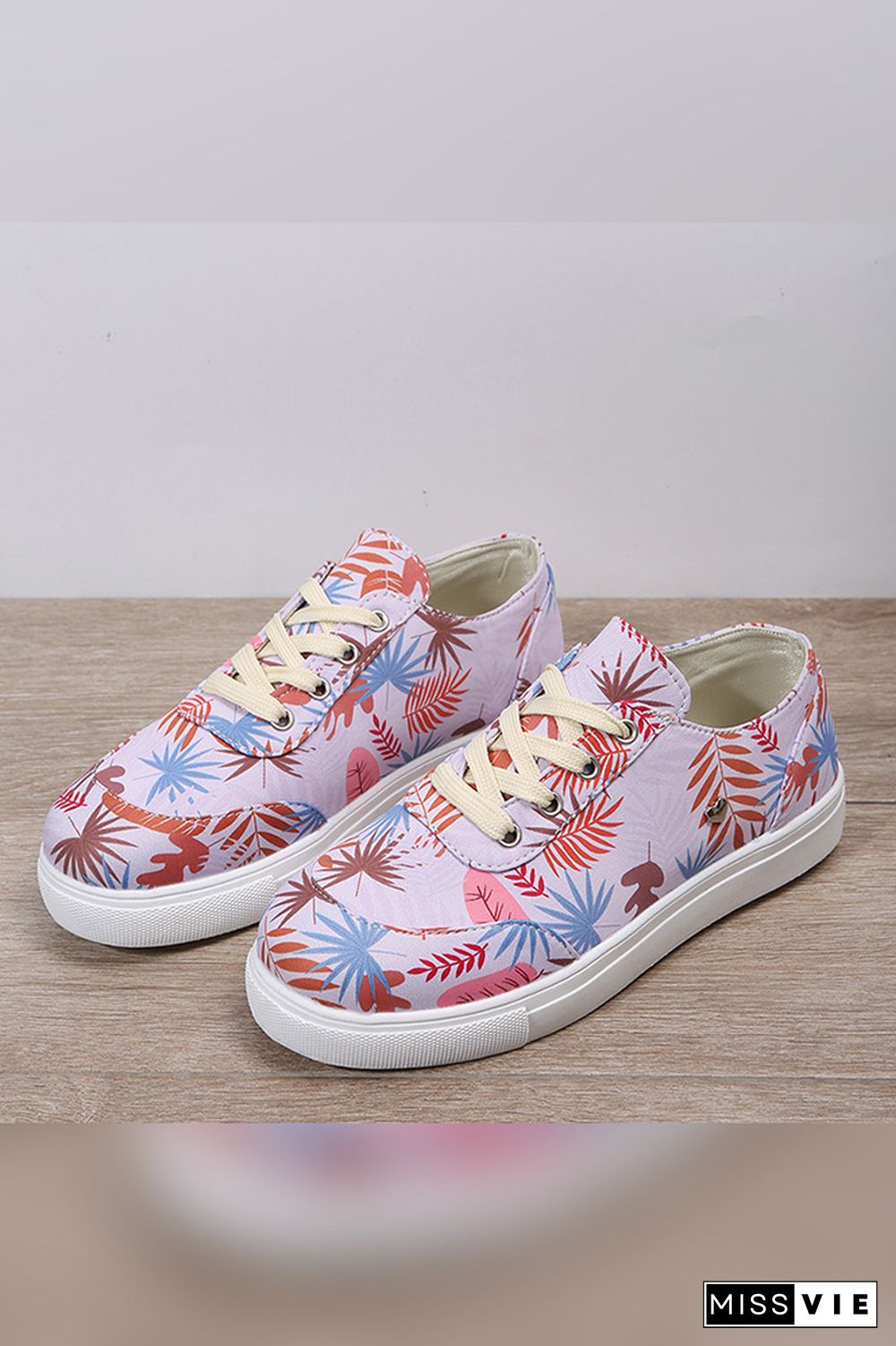 PU Floral Print Sneakers