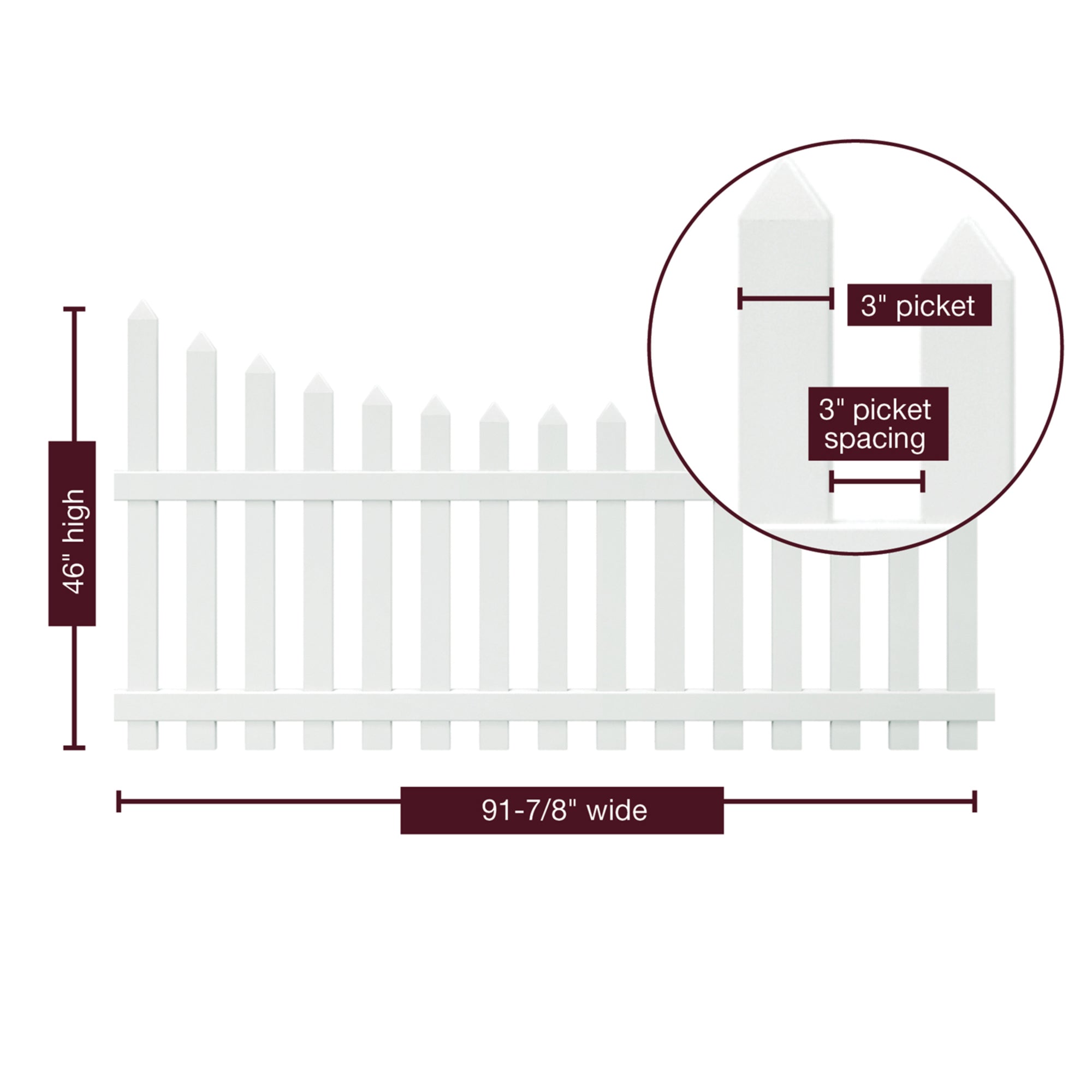 Outdoor Essentials Glendale 4 ft. x 8 ft. White Vinyl Scalloped Pointed Picket Fence Panel