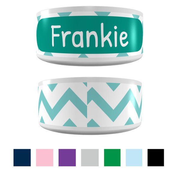 Frisco Personalized Chevron Ceramic Dog and Cat Bowl