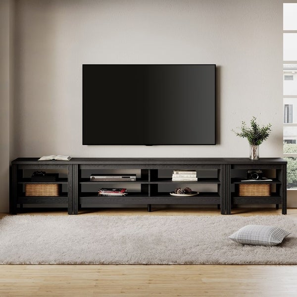 Black TV Stand for 75/85/100 Inch TV， Television Stand and End Table Set