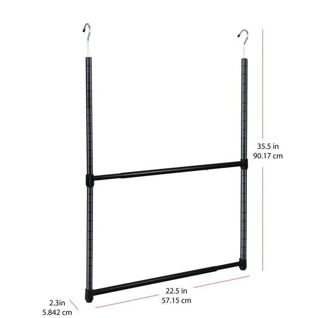 Oceanstar 2 tier Portable Adjustable Closet Hanger Rod Black