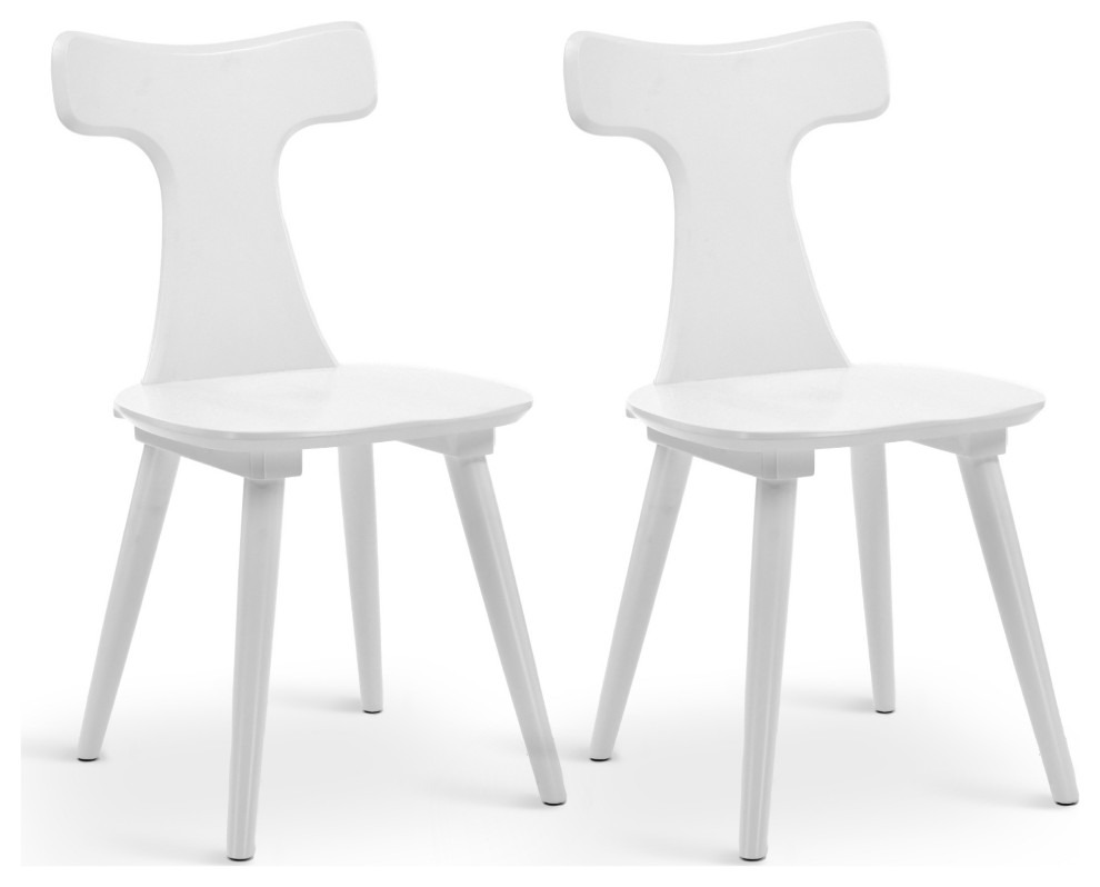 Set of 2 Curved Slat Back Wooden Dining Chairs  Counter Chairs   Farmhouse   Dining Chairs   by Duhome inc  Houzz