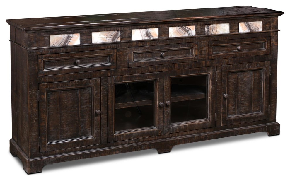 Onyx Solid Wood 82 quotSideboard/TV Stand   Rustic   Entertainment Centers And Tv Stands   by Crafters and Weavers  Houzz