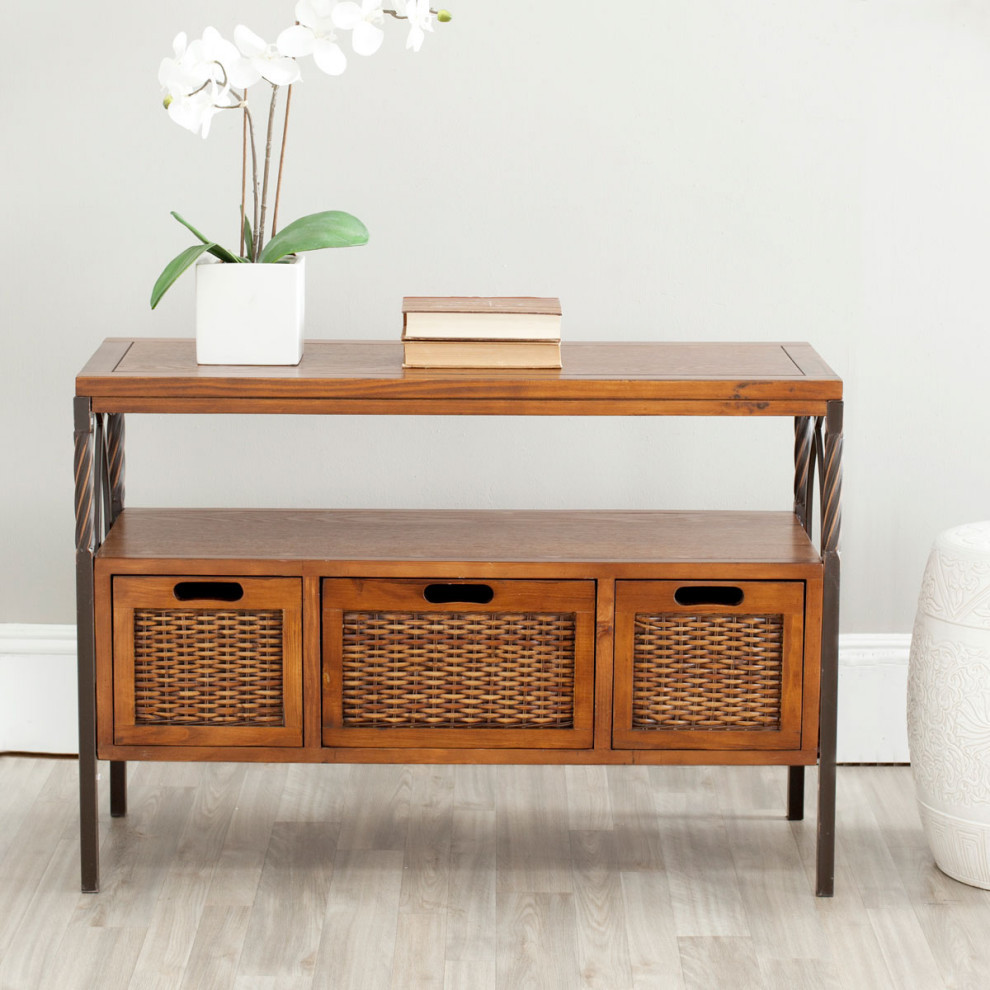 Steven 3 Drawer Console Antique Pewter/Dark Walnut   Mediterranean   Console Tables   by V.S.D Furniture  Houzz