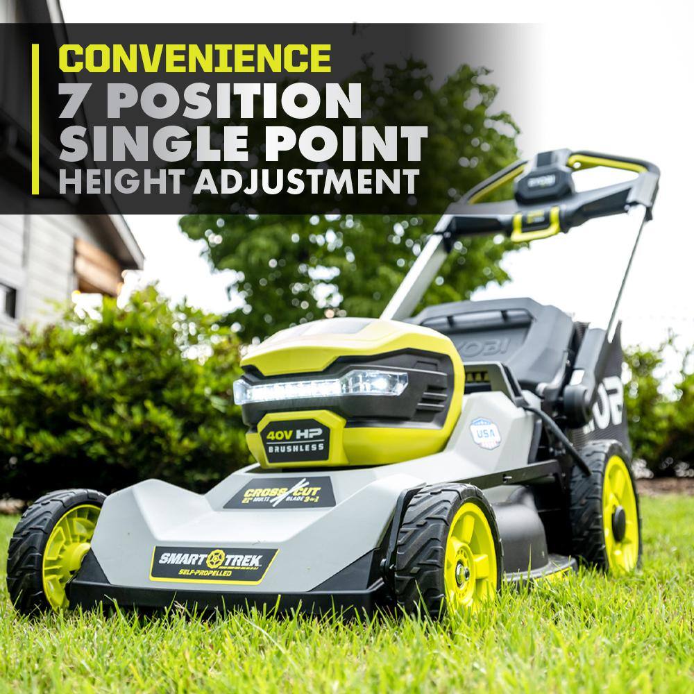 RYOBI 40-Volt HP Brushless 21 in. Cordless Battery Walk Behind Dual-Blade Self-Propelled Mower (Tool Only) RY401015BTL