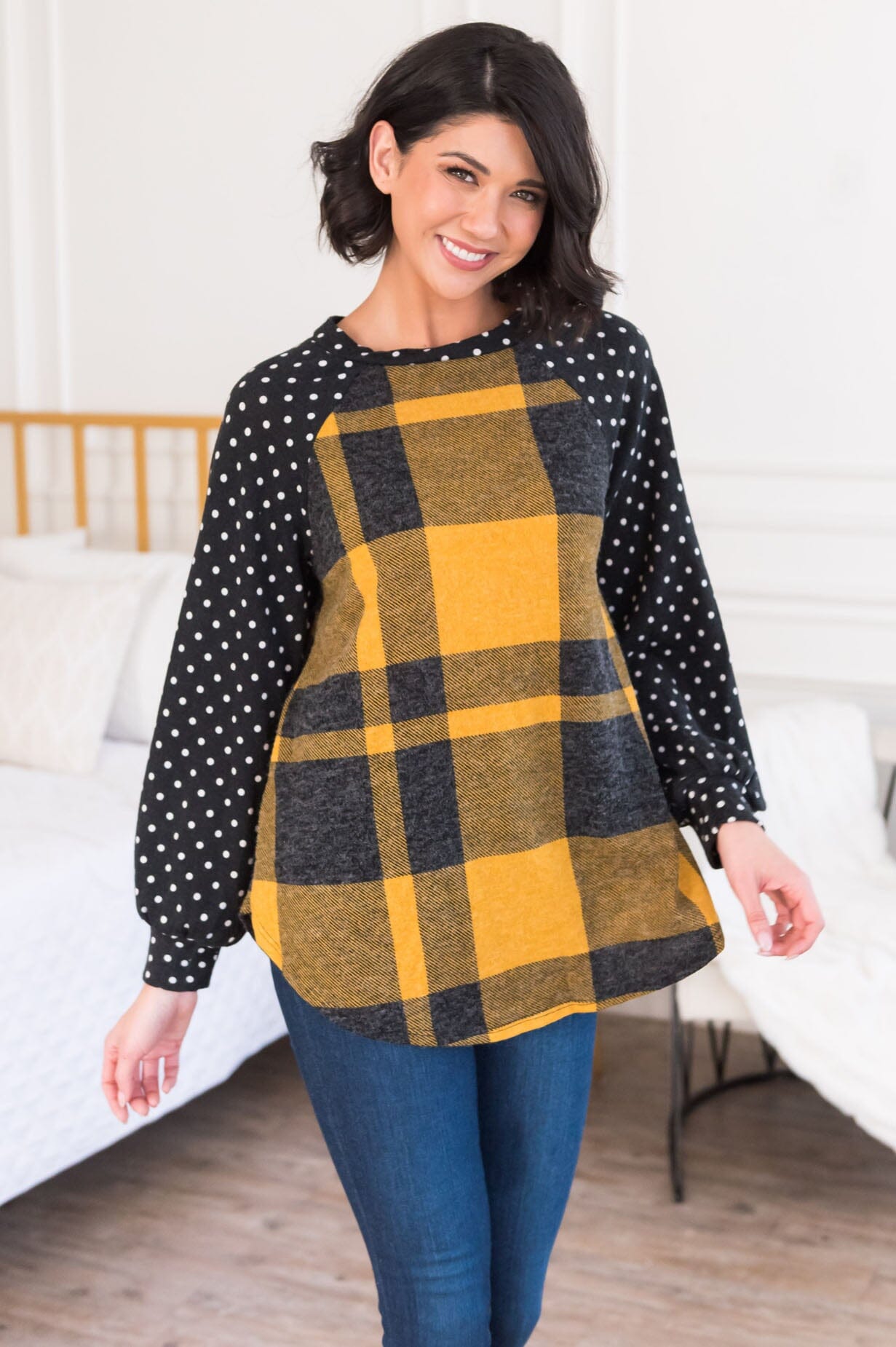 Falling For Plaid Modest Top