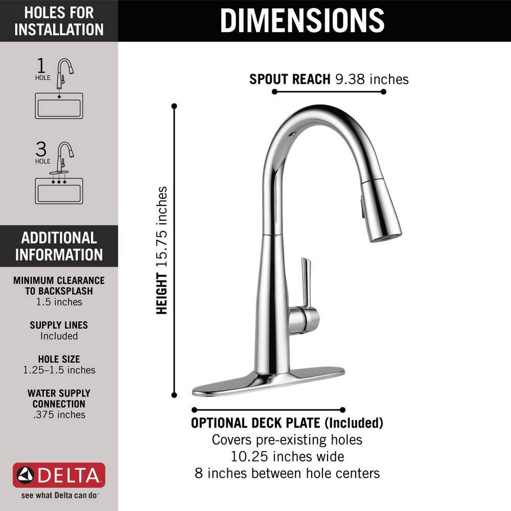 Delta Essa Single-Handle Pull-Down Sprayer Kitchen Faucet with MagnaTite Docking in Matte Black 9113-BL-DST