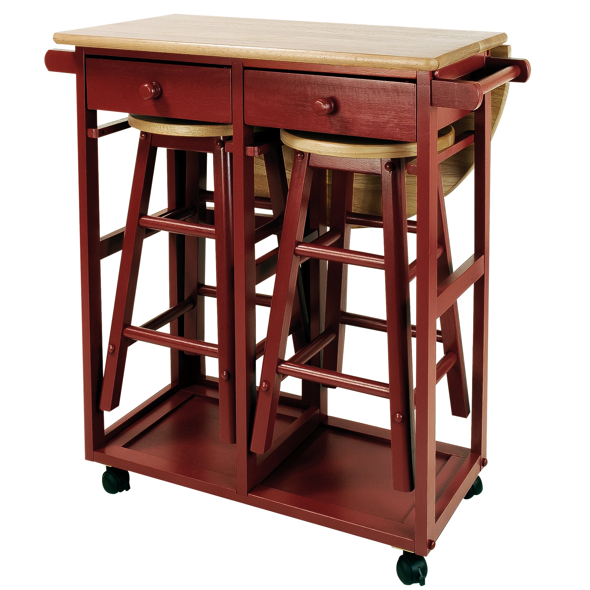 Casual Home Breakfast Cart with Drop-Leaf Table