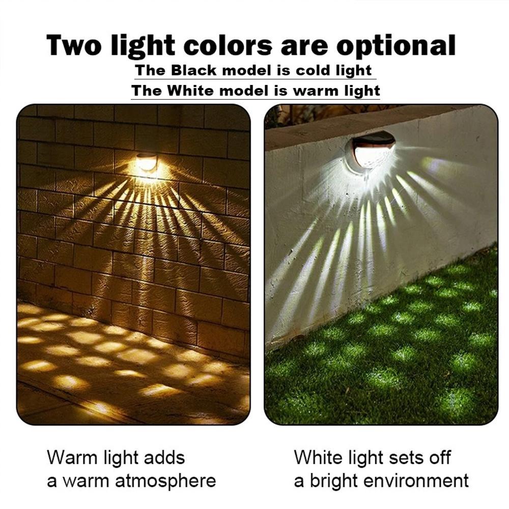 4Packs Solar Deck lights Waterproof LED Wall Lights for Fence， Garden， Patio， Yard， Stairway  (White， Warm light)