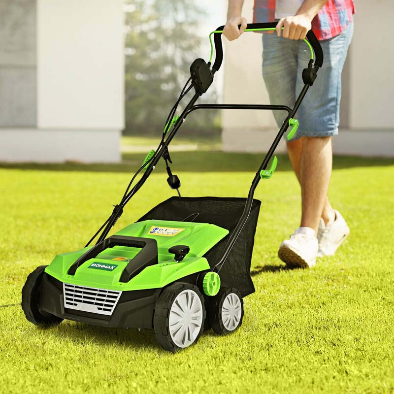 2-in-1 Electric Lawn Dethatcher & Scarifier with Folding Handle, 13 Amp 15