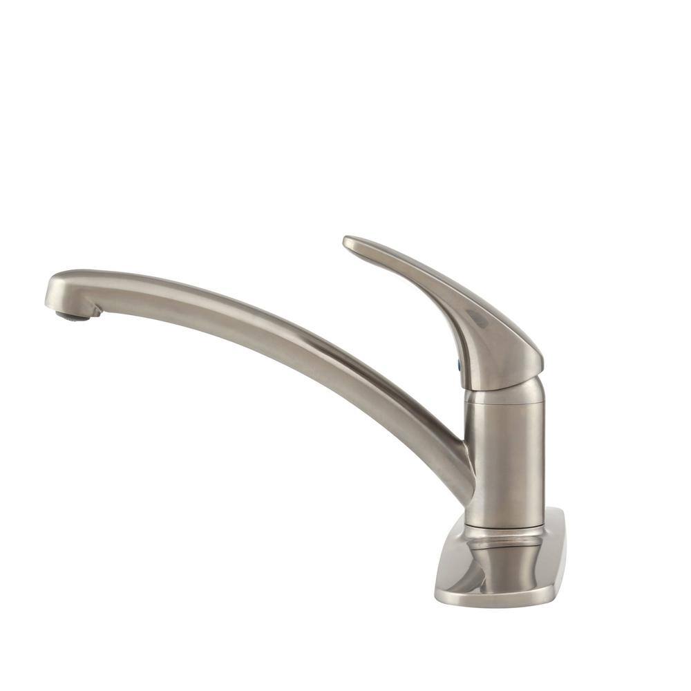 American Standard Colony Pro Single-Handle Standard Kitchen Faucet with Side Spray and Deck Plate in Stainless Steel 7074040.075