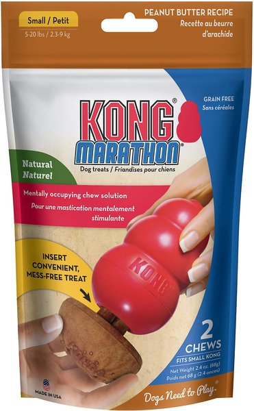 KONG Marathon Peanut Butter Recipe Grain-Free Dog Chew Small Treats