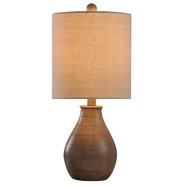 Table Lamp Brown Finish White Hardback Fabric Shade Stylecraft