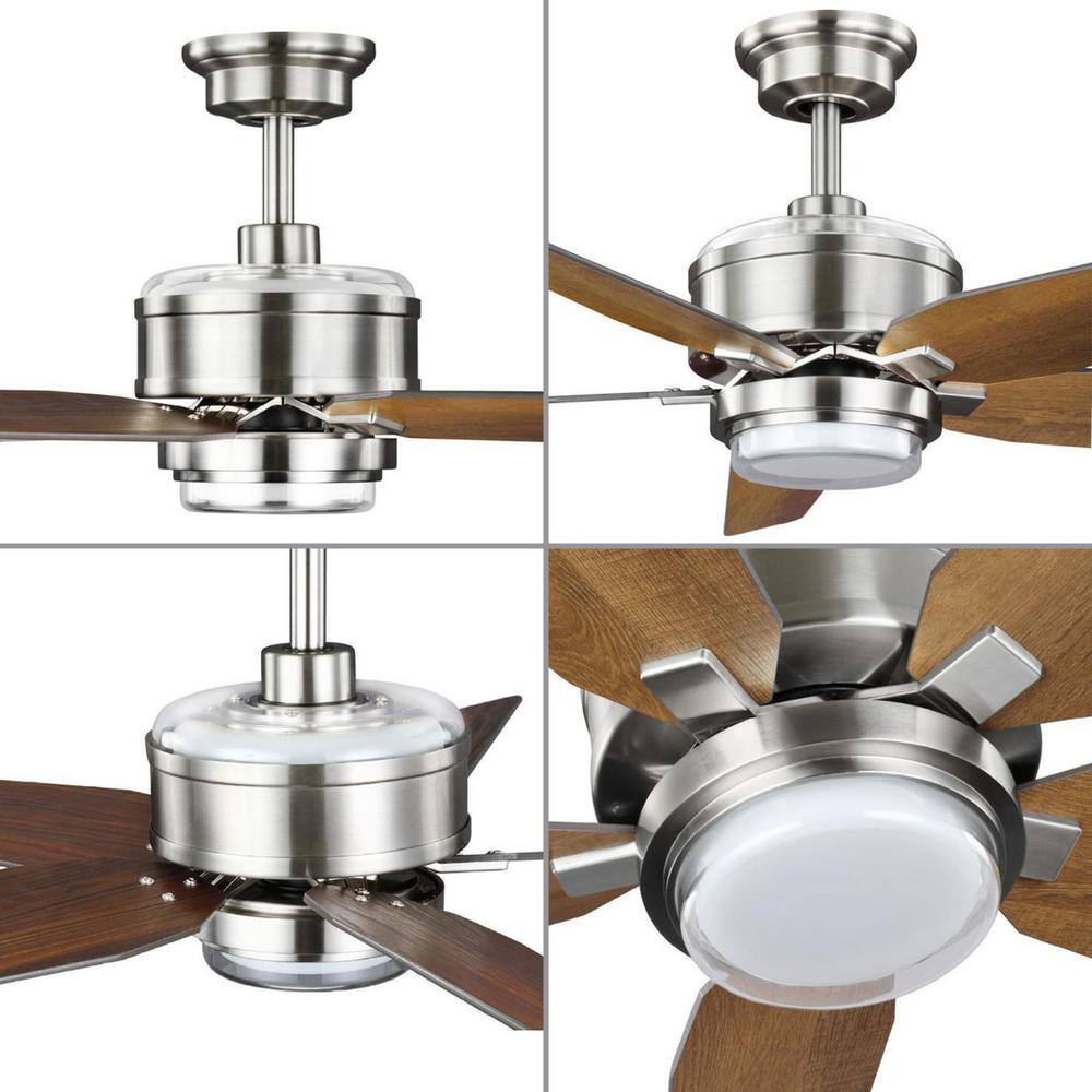 Progress Lighting Byars 54 in. Integrated LED Indoor Brushed Nickel Transitional Ceiling Fan with Light Kit and Remote Control P250061-009-30