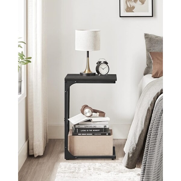 CShaped End Table，Small Side Table with Metal Frame for Living Room，Bedroom