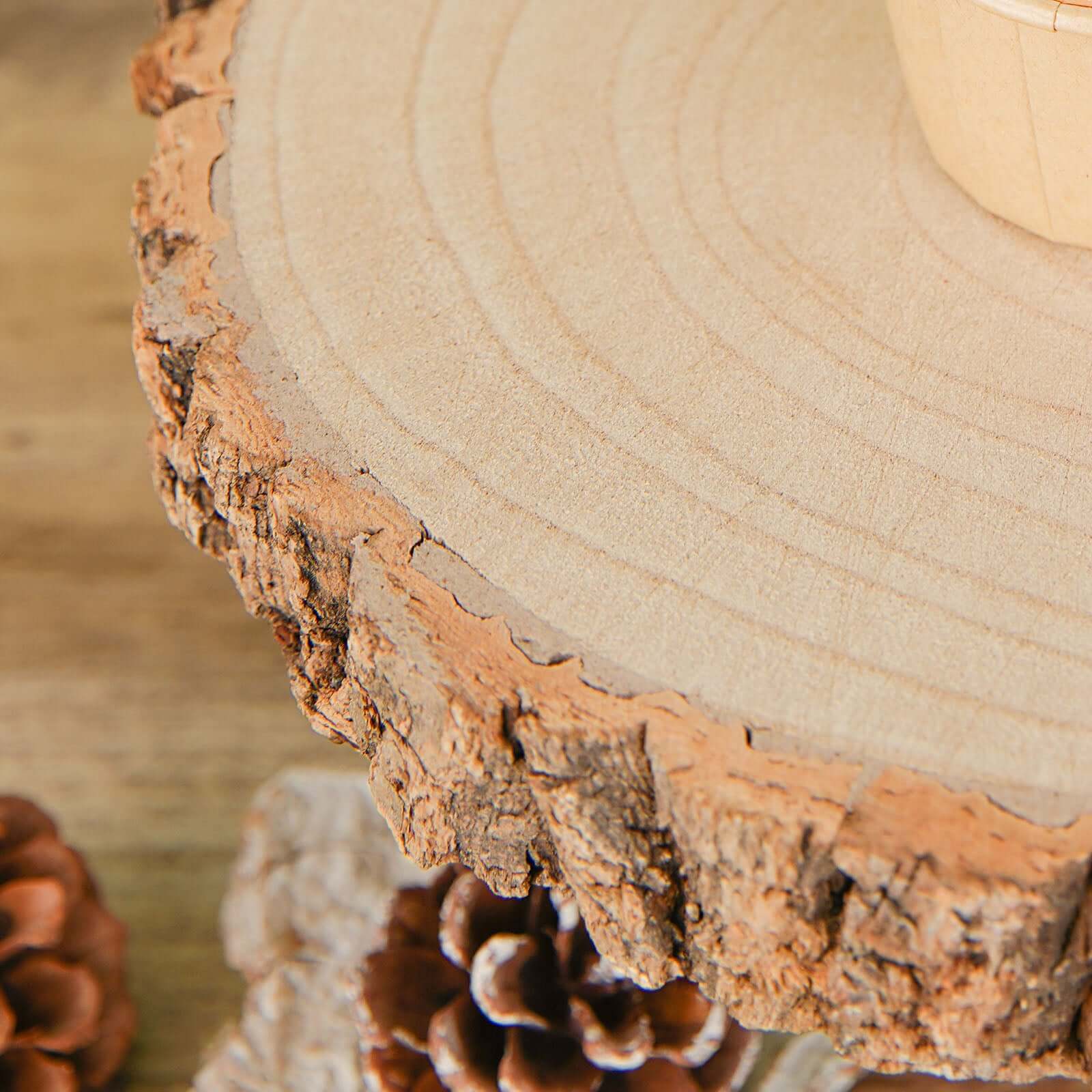 3-Tier Wood Slice Cheese Board, Cupcake Stand, Half Moon Rustic Centerpiece 12