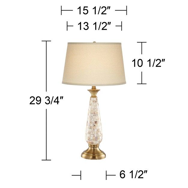 Tall Mother Of Pearl Mosaic Tapered Drum Shade For Bedroom Living Room Bedside Nightstand Office Kids