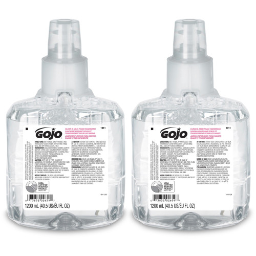 Clear and Mild Foam Handwash Refill， For GOJO LTX-12 Dispenser， Fragrance-Free， 1，200 mL Refill， 2/Carton (191102CT)