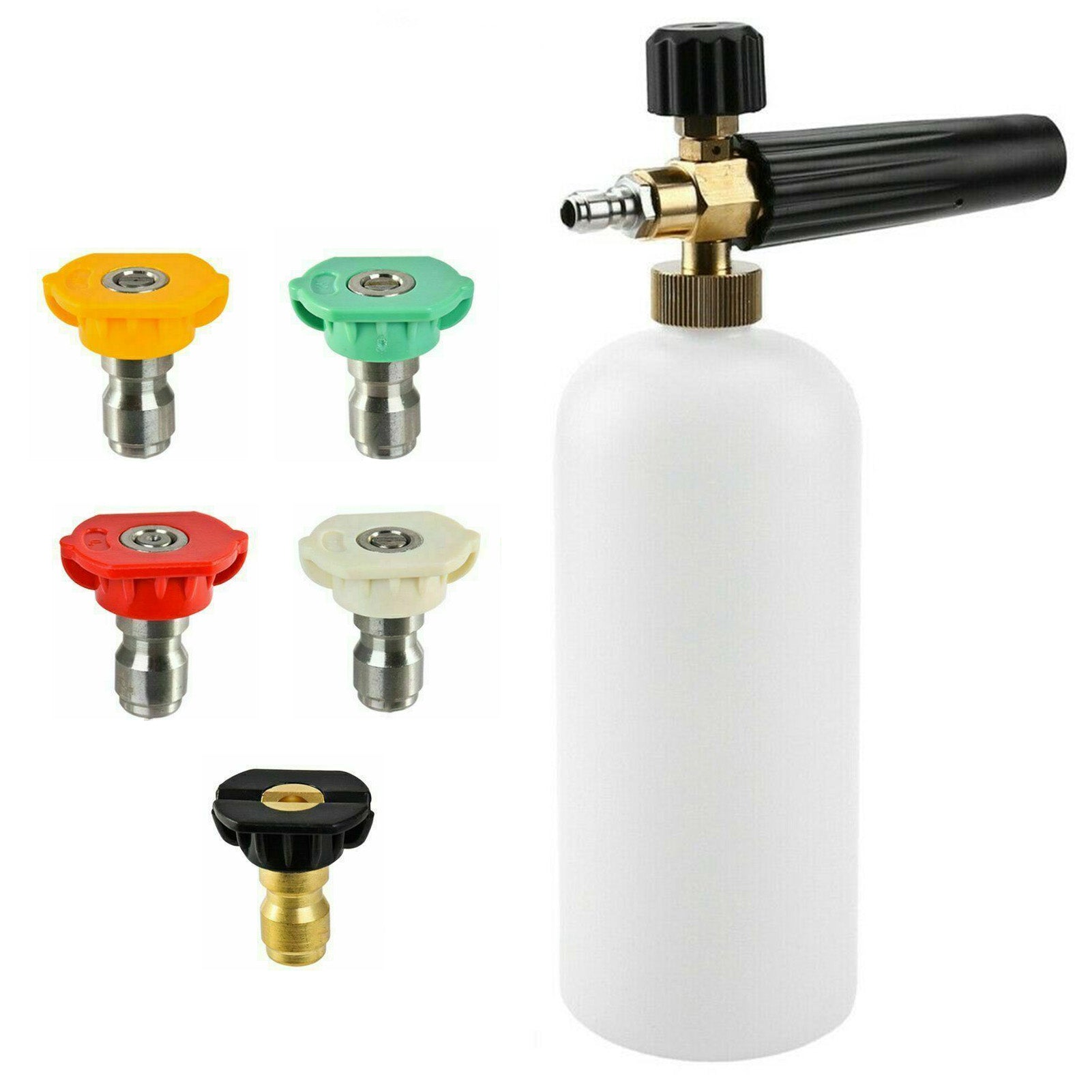 Snow Foam Lance Auto Pressure Washer Jet Quick Release Foam Sprayer with 1/4'' Inch Quick Connector & 5 Washer Nozzle Tips