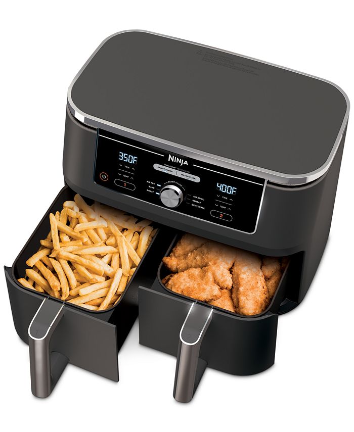 Ninja Foodiandreg DZ401 6-in-1 10-qt. XL 2-Basket Air Fryer with DualZone Technology- Air Fry， Broil， Roast， Dehydrate， Reheat and Bake， Family Sized