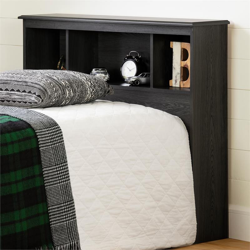 South Shore Zach Bookcase Headboard in Gray Oak   Transitional   Headboards   by Homesquare  Houzz