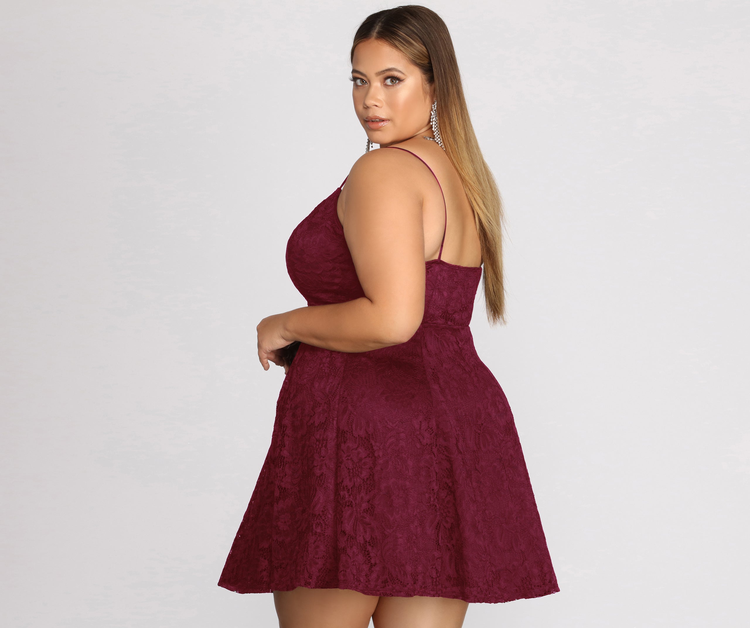 Plus Flirty Lace Skater Dress