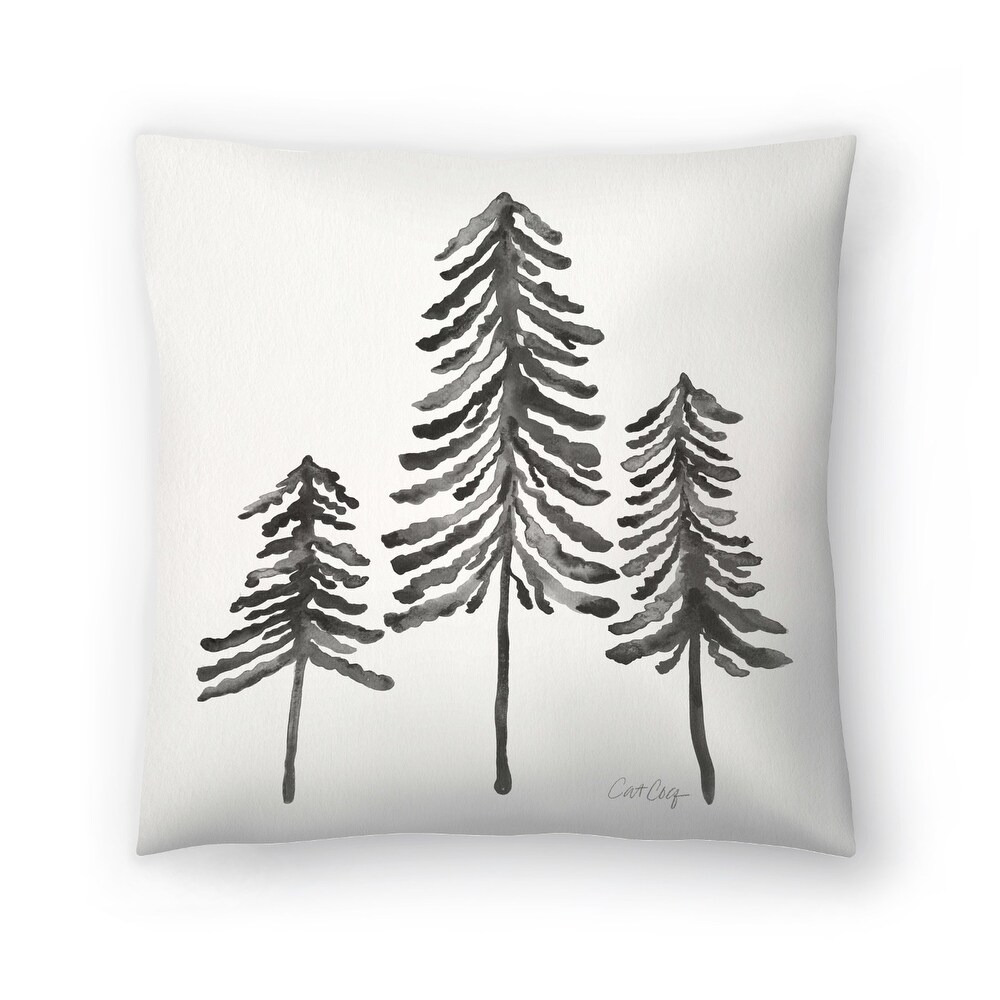 Pine Trees Black   Decorative Throw Pillow