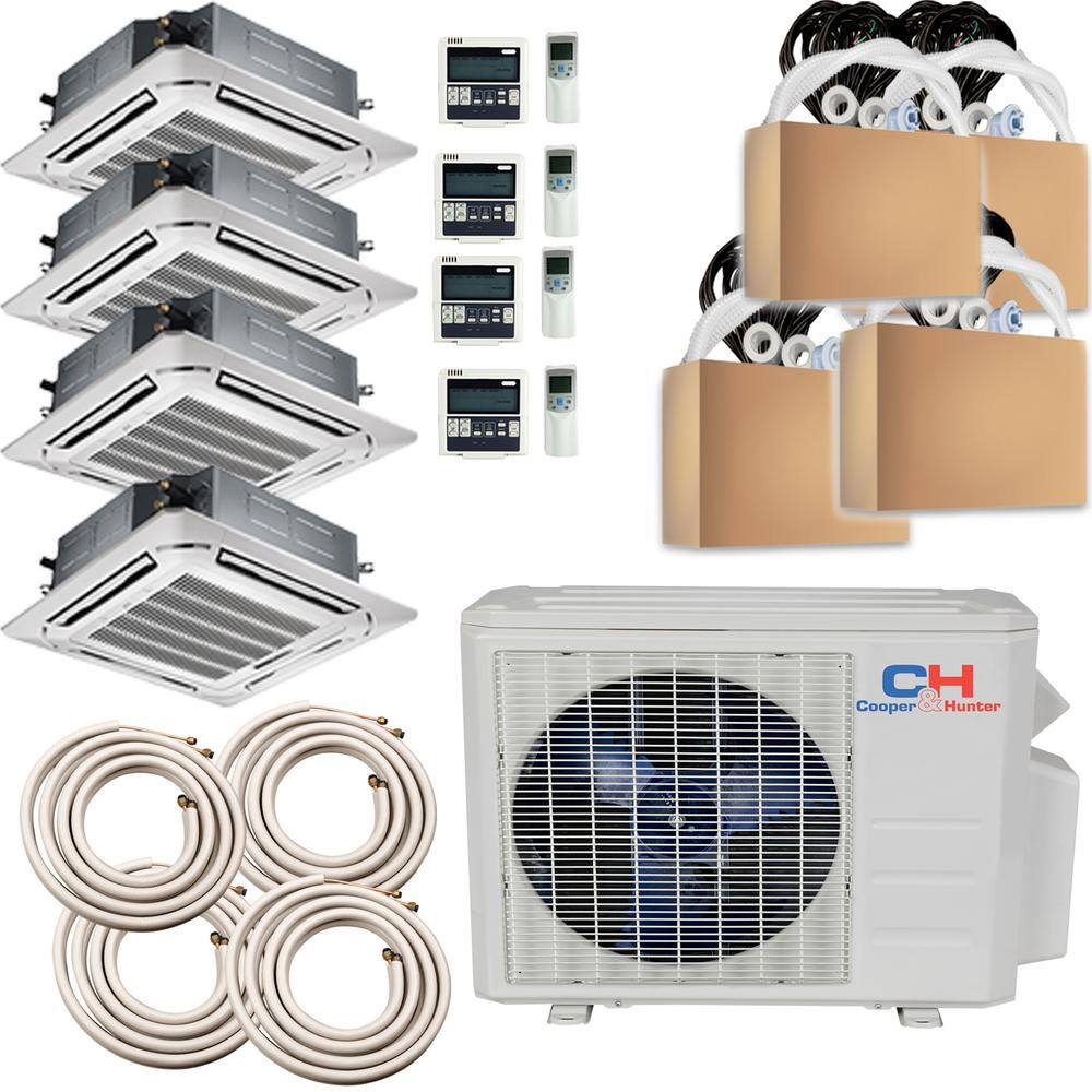 Ramsond Sophia 36000 BTU 3 Ton 22.5 SEER 4-Cassette Multi-Zone Ductless Mini Split Air Conditioner with Heat Pump 230V CH09090909MSPHCT230VI-CH36MSPH230VOA