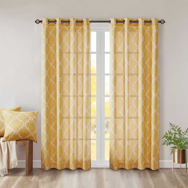 Madison Park 1-Panel Westmont Fretwork Print Light Filtering Window Curtain