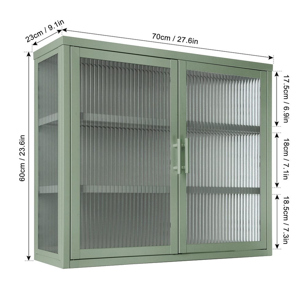 Haze Double Glass Door Wall Cabinet Sideboard with Detachable Shelves