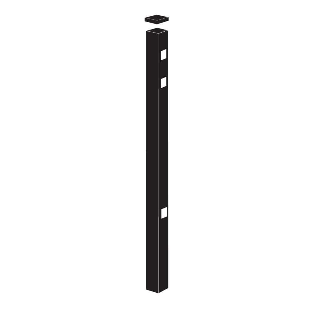 Barrette Outdoor Living Heavy-Duty 2 in. x 2 in. x 6-7/8 ft. Black Aluminum Fence Gate Post 73002385