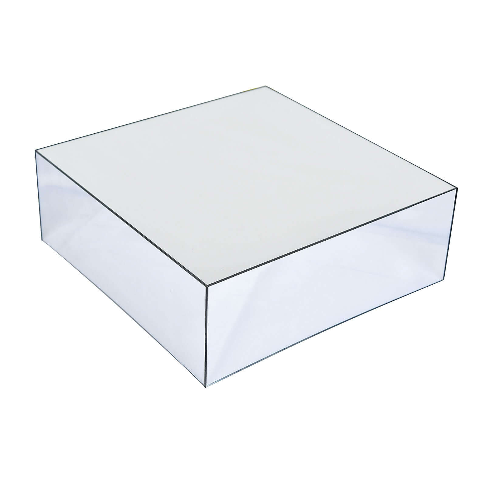 Silver Mirror Finish Acrylic Cake Box Stand, Display Box Pedestal Riser with Hollow Bottom 14