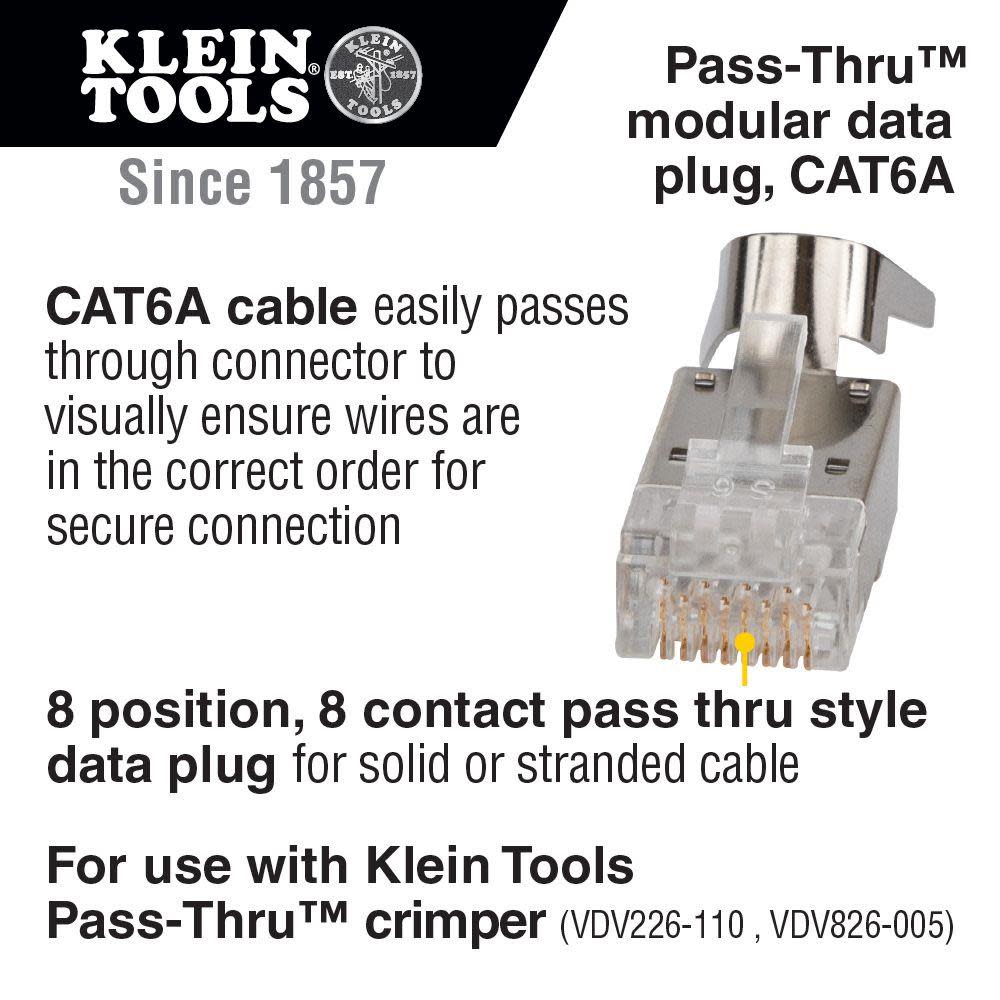 Klein CAT6A STP Pass Thru Plug 100pk