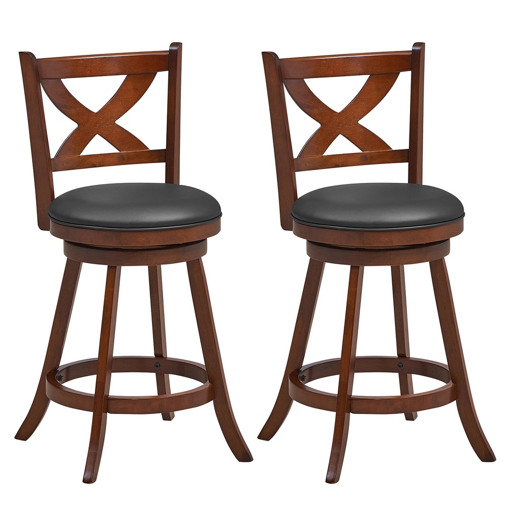 Costway Set of 2 Bar Stools Classic Counter Height Swivel Chairs for   See Details