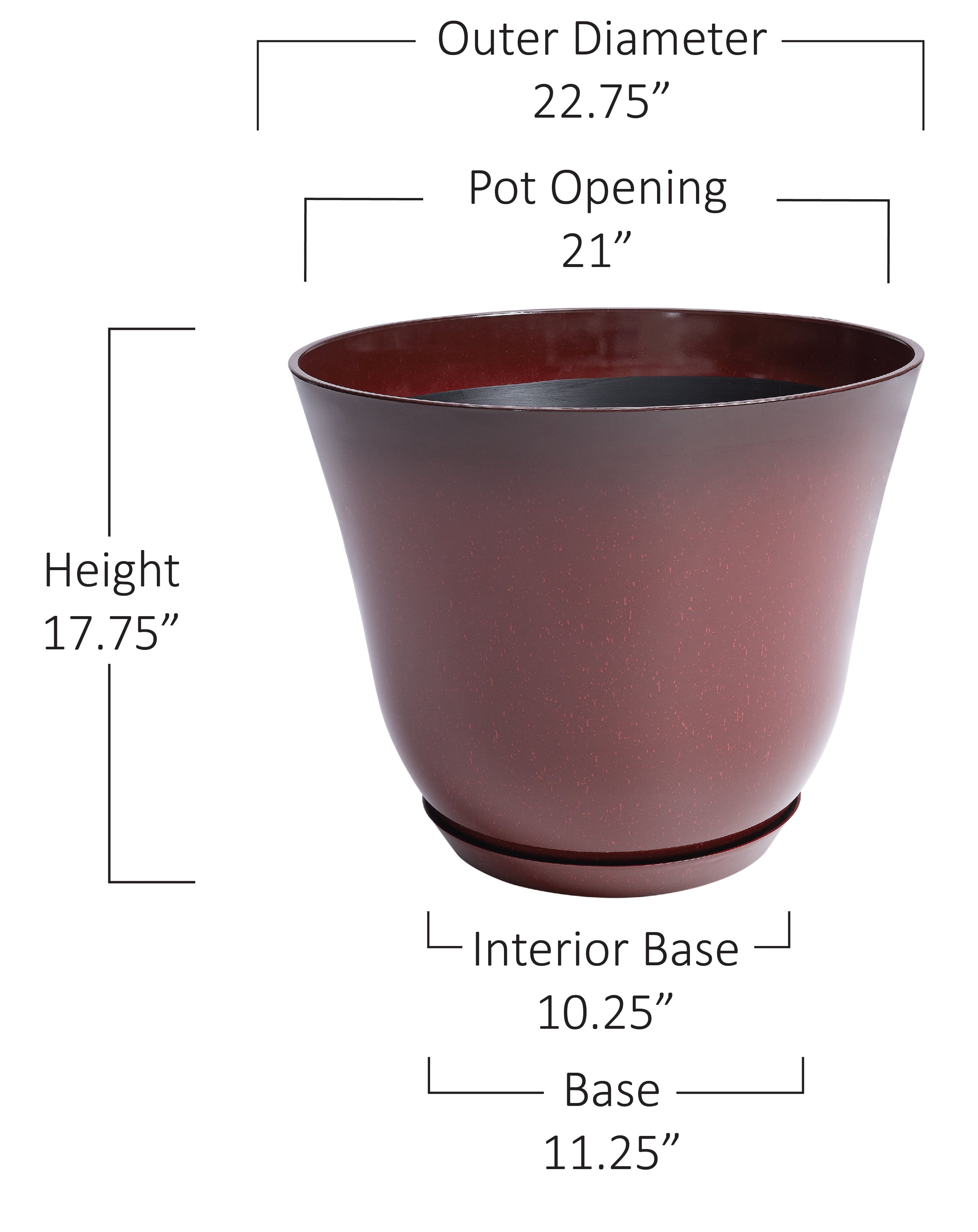 Better Homes & Gardens 22in Arnette Red Plastic Planter