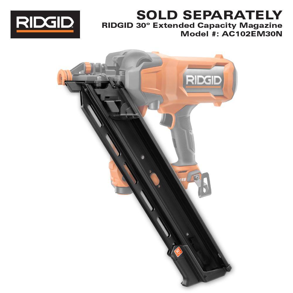 RIDGID 18V Brushless Cordless 30 3-12 in. Framing Nailer with 18V 6.0 Ah MAX Output Lithium-Ion Battery R09895B-AC840060