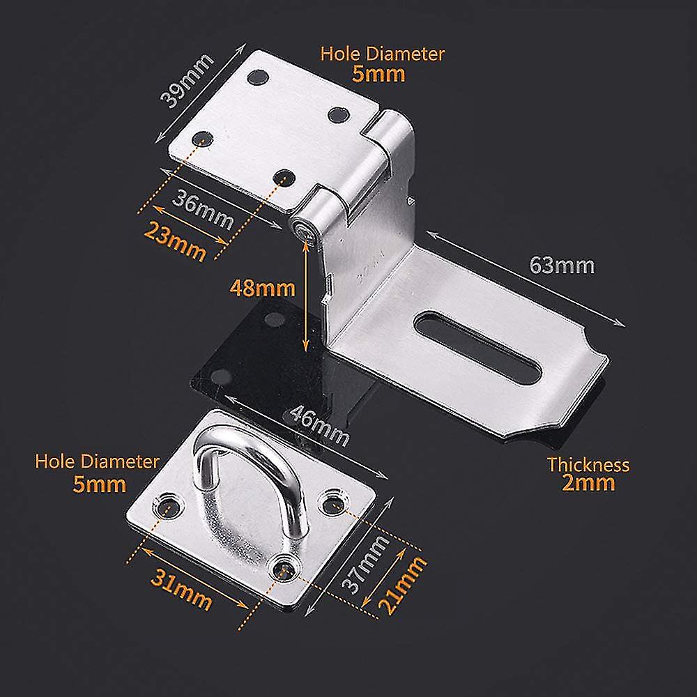 Right Angle Door Clasp Stainless Steel Door Lock Hasp Padlock Clasp Padlock Holder With Screws， Silver